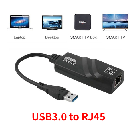 Adaptateur Ethernet USB 3.0 à 10/100/1000 Gigabit, adaptateur Internet pour ordinateur portable, boîtier TV de bureau ► Photo 1/6