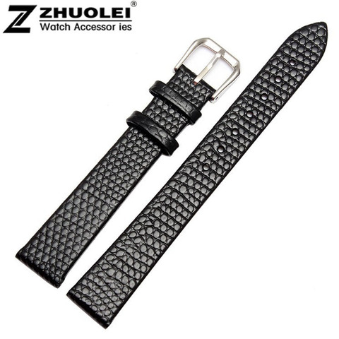 Bracelet avec boucle ardillon pour montre, en cuir véritable, noir, marron, rouge, 10mm, 12mm, 14mm, 16mm, 18mm, 20mm, nouvelle collection ► Photo 1/6