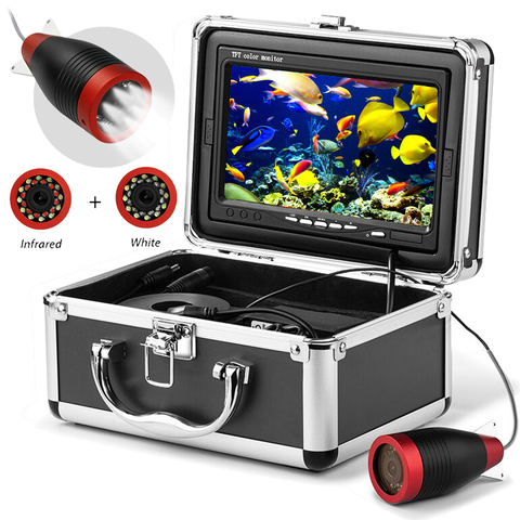 Détecteur de poisson caméra de pêche sous-marine 1000TVL Screen12pcs led blanches + 12 pièces caméra infrarouge pour la pêche ► Photo 1/6