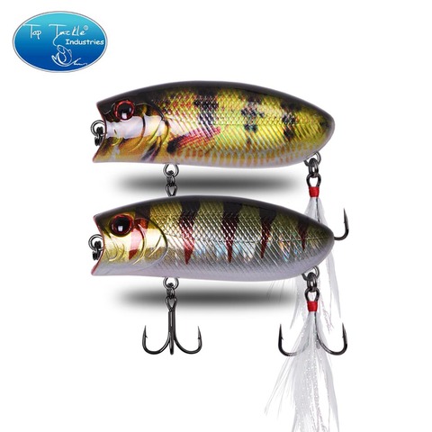 CFLURE 55mm 11g flottant Topwater Bug pédaliers Surface dure Popper basse brochet appât de pêche leurre attirail crochet avec plume ► Photo 1/4