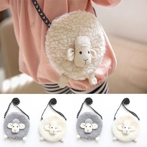 Nouveau Style bambin filles mignon mouton forme sac à bandoulière Mini porte-monnaie portefeuille sac à bandoulière en peluche doux doux sacs à main ► Photo 1/6