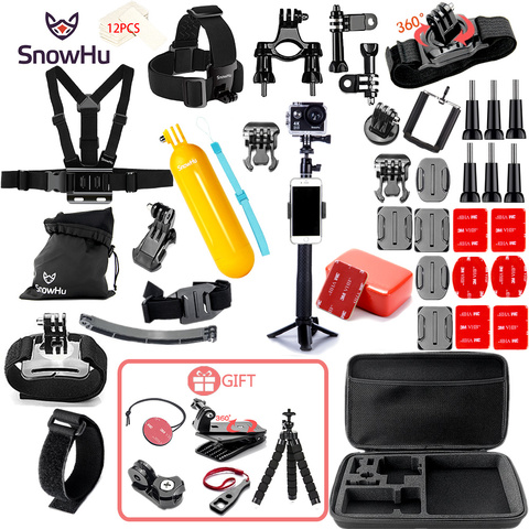 SnowHu pour Gopro accessoires ensemble trépied monopode poitrine ceinture tête montage sangle Go pro Hero 9 8 7 6 SJCAM Yi 4K sport caméra GS21 ► Photo 1/6