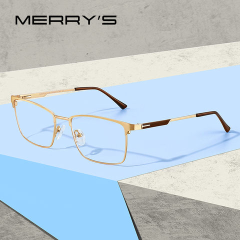 MERRYS-lunettes d'optique pour hommes, monture de luxe en alliage, monture masculine carrée ultralégère, pour myopie, Prescription, Style Business S2119 ► Photo 1/6