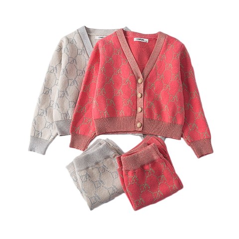 Filles hiver vêtements ensemble à manches longues pull tricot Cardigan tricoté jupe vêtements costume bébé tenues enfants filles vêtements ensemble 2022 ► Photo 1/6