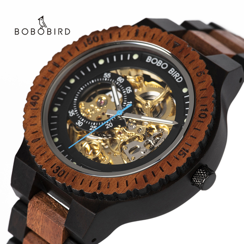 Bobo Bird – montre mécanique de luxe pour homme, accessoire masculin, avec bracelet lumineux en bois creux, marque supérieure, 2022 ► Photo 1/6