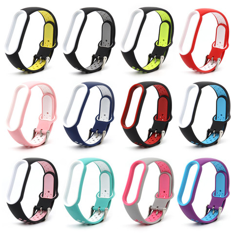 Bracelet de rechange en Silicone pour Xiaomi Mi Band 5 4 3, sangle respirante, couleur de rechange ► Photo 1/6