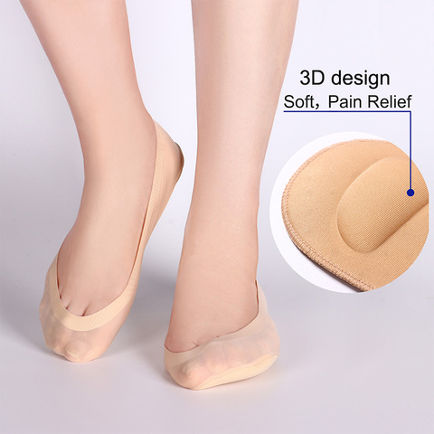 Chaussettes bateau 3D pour femmes, coussin respirant, avec nœud, Massage des pieds, soins de santé, invisibles, en Silicone, Anti-off, en soie, 1/2 paires ► Photo 1/6