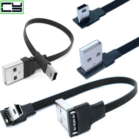 Câble de données USB mâle vers Mini USB B, 5 broches mâle, 90 degrés, adaptateur pour MP3/Angle gauche/droit, 0.25M, M, M ► Photo 1/6