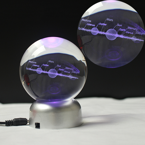 Système solaire en cristal 3D, boule de planètes en verre, modèle de Globe Miniature gravé au Laser, décoration de maison, cadeau d'astronomie, 60mm 80mm ► Photo 1/6