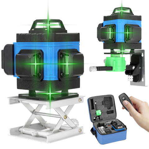 Niveau Laser vert 3D 4D 12/16 lignes à nivellement automatique, dispositif de nivellement Laser 360 outil lignes transversales horizontales verticales ► Photo 1/6