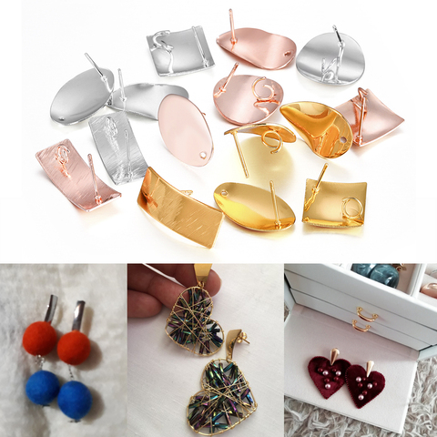 Boucles d'oreilles géométriques plaquées polygonales, 7 Styles, 10 paire/lot, connecteurs pour bricolage, accessoires de fabrication de bijoux ► Photo 1/6