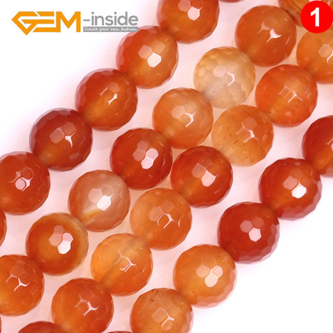 4mm-20mm GEM-inside naturel Carnelians Agates facettes rondes perles en vrac pour la fabrication de bijoux bricolage cadeau femmes brin 15 pouces ► Photo 1/6