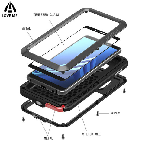 Gorilla Glass LOVE MEI PUISSANT Pour iphone SE 2022 12 11 Pro X XS Max XR pour iphone 6 7 8 Plus Étanche étui D'armure ► Photo 1/6