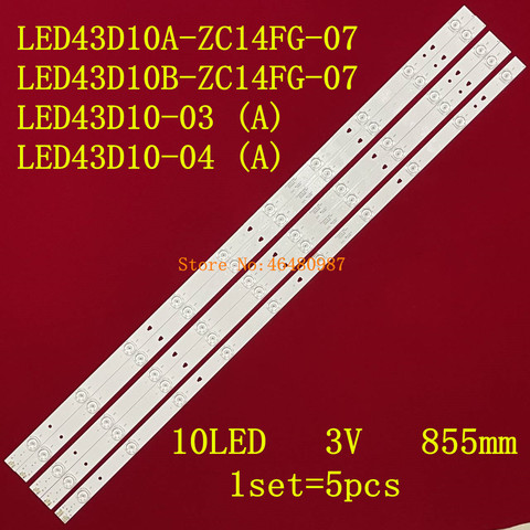 5 pièces LED rétroéclairage 855mm 10LED pour LG FD4351A-LU LED 43D10-03А LED 43D10-03B X30343010202/01 ► Photo 1/6