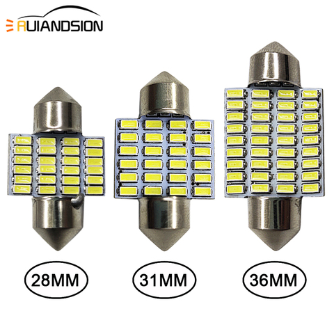 Festoon de carte dôme et panneau de lecture | 2 pièces 1.44W 28mm 31mm 3014 24SMD 6000K C5W C10W, panneau d'affichage intérieur, LED blanc DC12V ► Photo 1/6