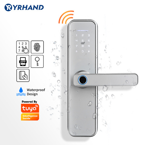 Tuya-serrure intelligente à empreinte digitale, verrouillage de sécurité sans clé pour la maison, verrouillage de carte RFID avec mot de passe Wifi, télécommande par application et téléphone ► Photo 1/6