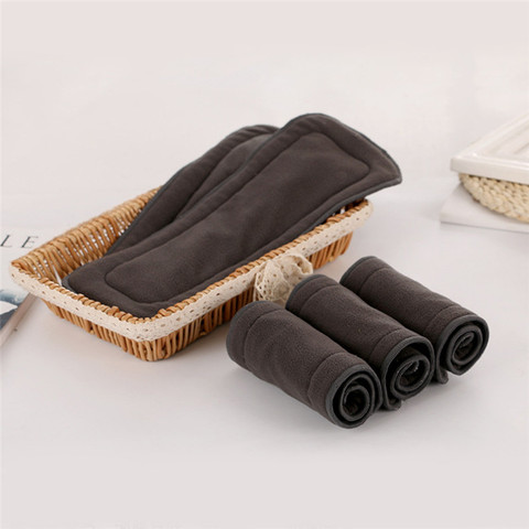 Couche-culotte lavable pour adulte, 5 couches en tissu de charbon de bambou, doublure de couche, Super absorbante, réutilisable, coussin d'incontinence pour adultes ► Photo 1/6