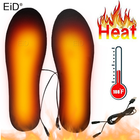 EiD USB semelles intérieures chauffantes pour pieds tapis de chaussette chaud semelles chauffantes électriquement semelles intérieures lavables chaudes thermiques homme femmes ► Photo 1/6
