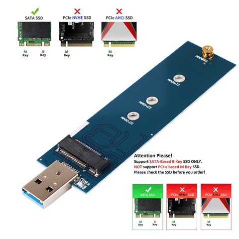 Adaptateur USB M.2 vers USB 3.0, clé B, NGFF pour lecteur SSD (aucun câble nécessaire) ► Photo 1/6