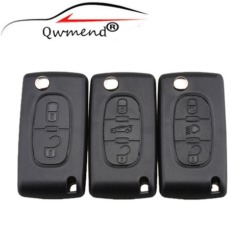 2/3/4 boutons clé de voiture pour Peugeot 207 307 308 407 607 807 pour citroën C2 C3 C4 C5 C6 Flip clé de voiture pliante coque sans logo ► Photo 1/6