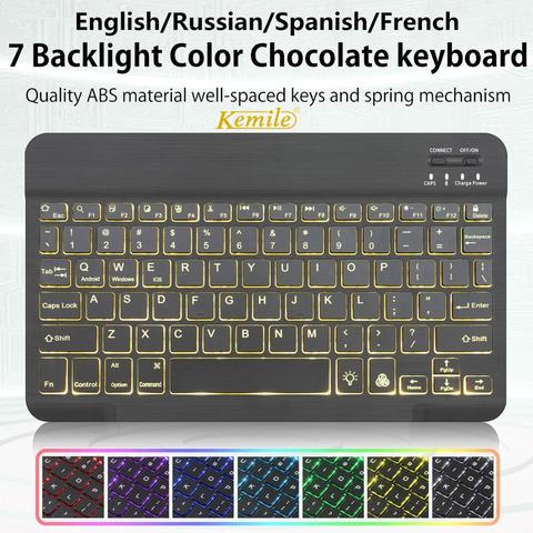 Clavier Bluetooth espagnol russe en aluminium Ultra mince pour les fenêtres de Smartphone d'ordinateur portable de tablette pour le système Android d'ios de soutien d'ipad ► Photo 1/6