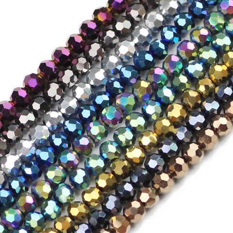 JHNBY-perles de cristal autrichien, forme à facettes, perle ronde plaquée de couleur, ample, 100 pièces, 4mm, bijoux, accessoires, fabrication, bricolage ► Photo 1/5