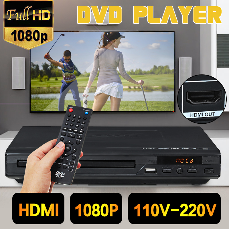 Accueil 1080P HD lecteur DVD HDMI-compatible USB multimédia numérique DVD TV Support HDMI-compatible CD SVCD VCD MP3 MP4 vidéo ► Photo 1/6