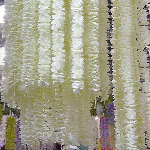 Guirlande de fleurs artificielles en rotin d'orchidées en soie, 1M/2M, guirlande suspendue, pour décoration de jardin de mariage, pour la maison, 50pcs ► Photo 1/6