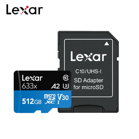 Carte mémoire 512GB carte MicroSD U3 V30 classe 10 TF A2 633x Micro SDXC carte Lexar Flash originale pour téléphone livraison gratuite ► Photo 1/4