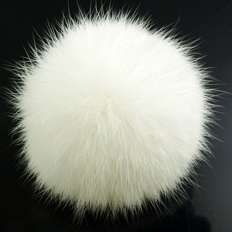 Grand pompon en fourrure naturelle de 8 à 9CM, porte-clé, pendentif, boule de poils de lapin, boule de cuir, DIY ► Photo 1/6