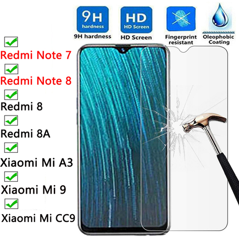 Protecteur d'écran avant pour Redmi Note 8 Pro verre de protection sur Redmi 8A Note 7 verre trempé pour Xiaomi Mi 9 Lite CC9 CC9e A3 ► Photo 1/6