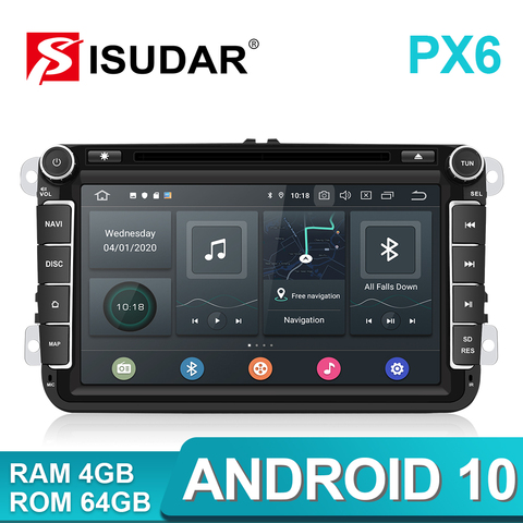 Autoradio Isudar PX6 Android 2 Din pour Volkswagen/VW/Passat/POLO/GOLF/Tiguan Skoda/Octavia siège/Leon GPS lecteur DVD automatique ► Photo 1/6