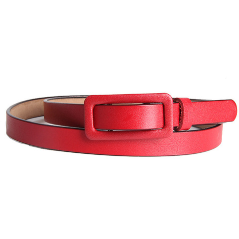 Ceinture carrée solide en cuir véritable pour femmes, sans trous, café, pour Jeans, tendance ► Photo 1/6