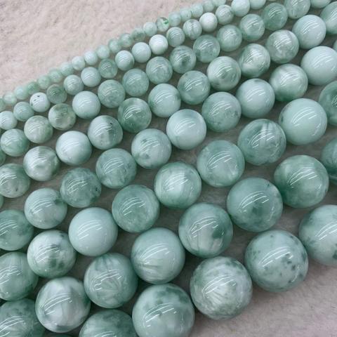 Perles en pierres précieuses rondes en Angelite verte, 6mm, 8mm, 10mm, pour la fabrication de bijoux, 15 pouces, bricolage, vente en gros ► Photo 1/6