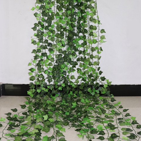 Guirlande de feuilles de lierre artificielles, 100 pièces, 1 pièce, 2.4M, fausse plante de vigne, fausses fleurs de feuillage, couronne de lierre vert ► Photo 1/6