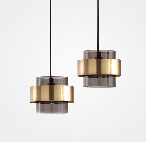 Le pendentif LED cylindrique d'or nordique allume les lampes pendantes de Table de barre de Restaurant de chevet en verre de luxe éclairage de décoration moderne ► Photo 1/6