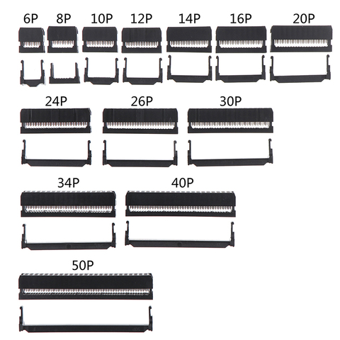 10 jeu 6/8/10/12/14-50Pin IDC prise broche double rangée pas 2.54mm IDC connecteur 6-50 broches prise de câble ► Photo 1/6