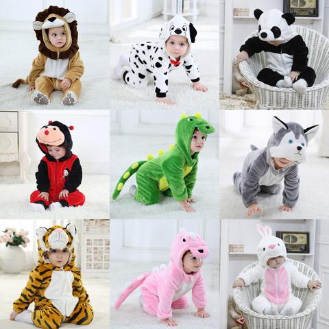 Umorden infantile enfant en bas âge lapin chien Lion tigre dinosaure Costumes bébé garçons filles Kigurumi dessin animé Animal Onesies barboteuse Halloween ► Photo 1/6