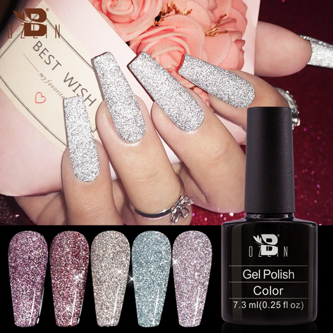 Bozlin 7.3ML brillant diamant Gel vernis à ongles 24 couleurs UV paillettes paillettes Laser Nail Art vernis Semi Permanent couche de Base supérieure ► Photo 1/6