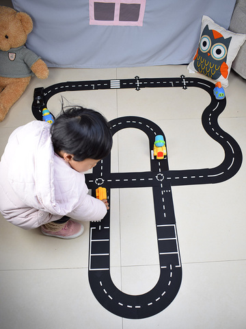 Jouet de construction de routes et d'autoroutes en PVC flexible pour enfant, scène de jeu, piste à construire soi-même, puzzle avec accessoires universels ► Photo 1/6