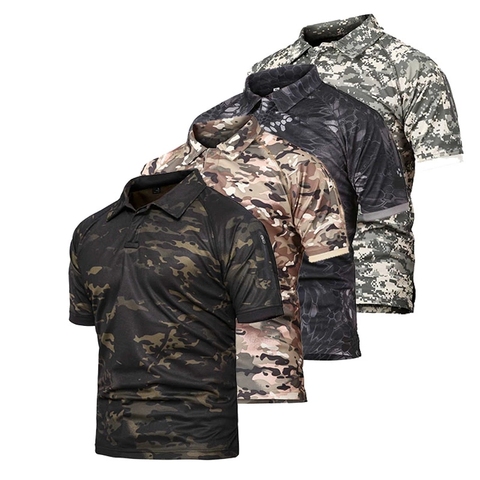 Séchage rapide tactique T-shirt hommes été militaire Camouflage T-shirt mâle respirant à manches courtes t-shirts grande taille S-5XL ► Photo 1/6