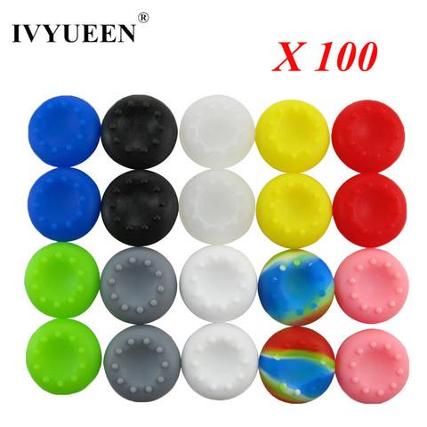 IVYUEEN 100 pcs Silicone Analogique Poussoir Grips pour PS4 Pro mince pour Xbox One Elite S X Contrôleur Thumbsticks Caps pour PS3 ► Photo 1/6