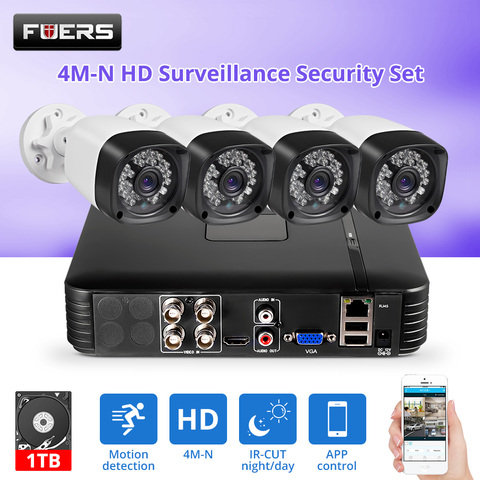 Fuers mise à jour 4 pièces HD 4M-N 4CH AHD DVR caméra de vidéosurveillance Kit de système de sécurité caméra extérieure système de Surveillance vidéo Vision nocturne P2P ► Photo 1/6