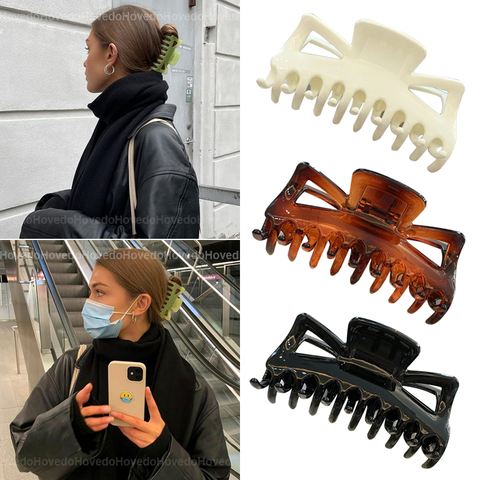 Pinces à cheveux en acrylique de grande taille, pince à cheveux de bain, épingle à cheveux de couleur unie, crabe pour accessoires de coiffure, nouveauté ► Photo 1/6