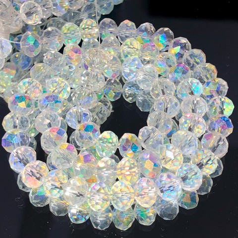 Blanc AB Rondelle transparente autriche perles de cristal perles de verre à facettes perles entretoises en vrac pour Bracelet à bricoler soi-même accessoires de fabrication de bijoux ► Photo 1/6