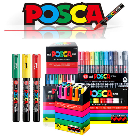 UNI POSCA – affiche publicitaire couleur PC-1M/3M/5M POP21/24/24, stylo de couleur soluble dans l'eau, Graffiti de peinture 0.7-2.5MM ► Photo 1/6