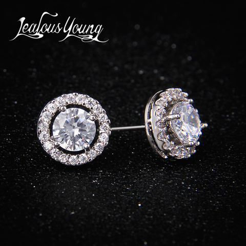 Oorbellen-boucles d'oreilles en zircone cubique pour femmes, boucles d'oreilles en cristal, rondes, AAA +, cadeau de fête, bijoux à la mode pour hommes, AE177 ► Photo 1/6