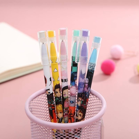 6 pièces Anime démon tueur Kimetsu No Yaiba Kamado Tanjirou mignon bleu encre neutre effaçable stylo Kawaii Gel stylo enfants papeterie cadeau ► Photo 1/5