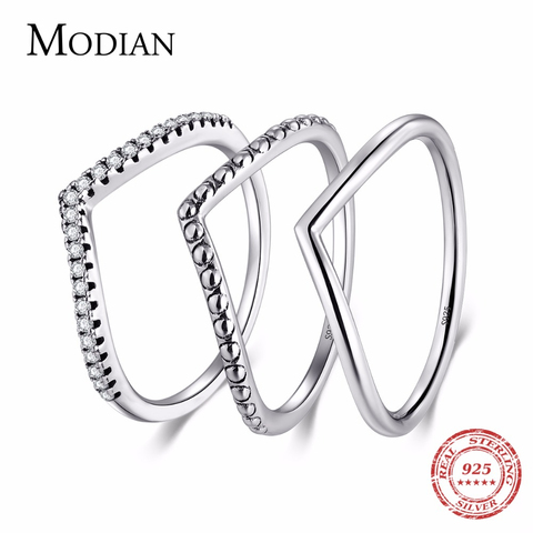 Modian 2022 nouveau empilable 100% 925 en argent Sterling Simple mode géométrique anneau classique doigt Fine bijoux populaires pour les femmes ► Photo 1/6