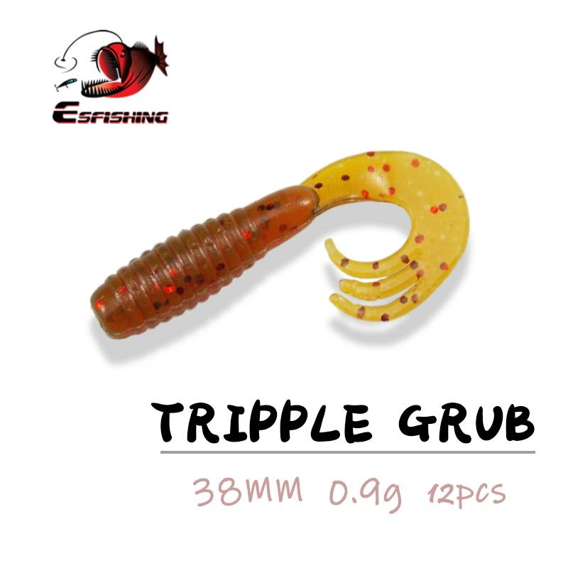 Leurre de pêche Porcelaine Leurres Souples 20 pcs 3.8 cm 0.9g Tripple Grub Queue Unique Artificielle Appât Iscas Pesca S'attaquer appâts de pêche Glace ► Photo 1/3